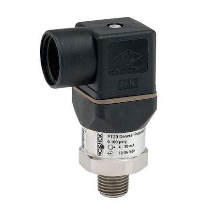 Noshok Pressure Transmitter, 0-1000 psi gauge, 4 mA to 20 mA, 2-wire, 7/16-20 male SAE J514 FIG 34B non- PT20-1000psig-1-1-45-14